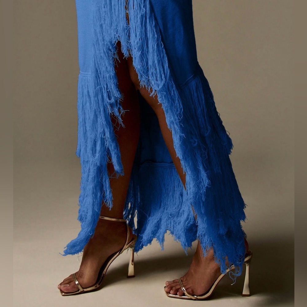 Missguided Ribbed Knit Sweater Dress w/ Dramatic Fringe Hem - Picture 4 of 8